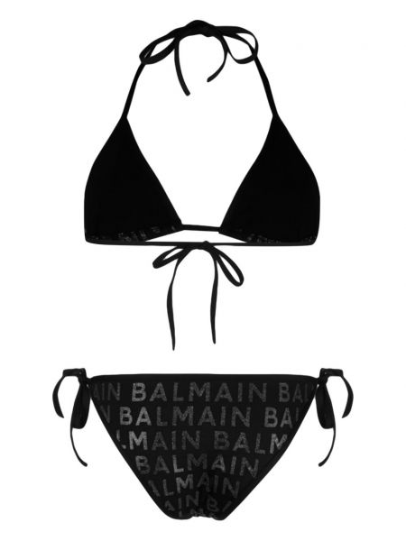 Bikini à imprimé Balmain noir