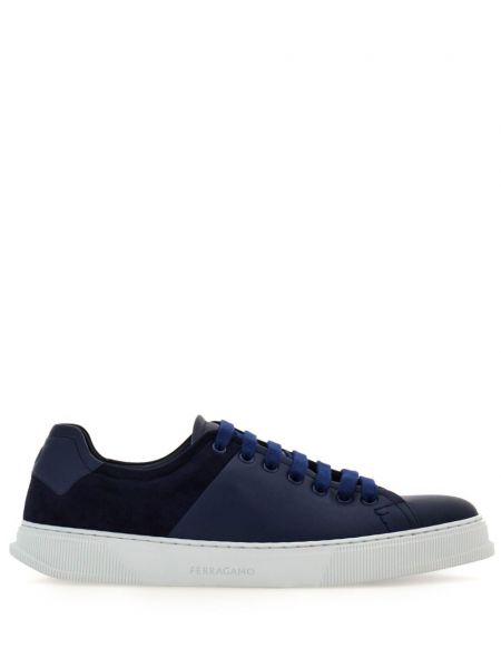 Csipkés bőr fűzős sneakers Ferragamo kék