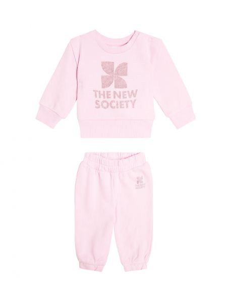 Jersey puuvilla verryttelypuku tytöille The New Society pinkki