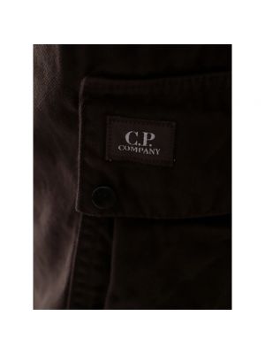 Pantalones rectos con botones con cremallera de algodón C.p. Company negro