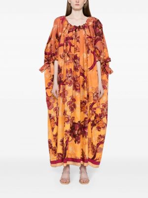 Sukienka w kwiatki z nadrukiem F.r.s For Restless Sleepers pomarańczowa