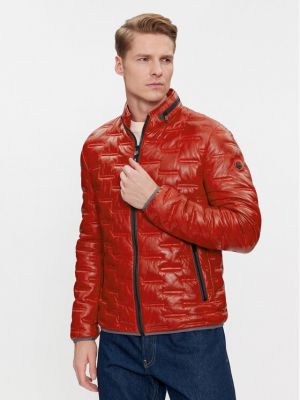 Usnjena jakna Milestone rdeča