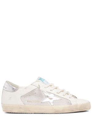 Sneakers di pelle con motivo a stelle Golden Goose bianco