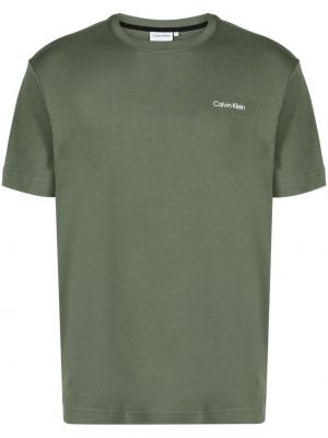 Kokvilnas t-krekls ar apdruku Calvin Klein zaļš