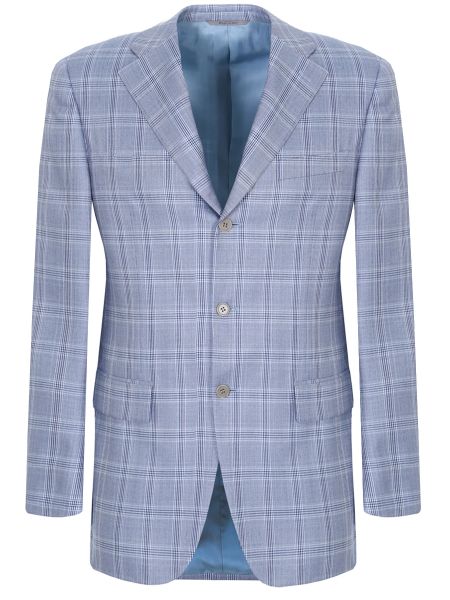 Шелковый шерстяной пиджак Canali голубой