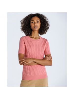 Jersey manga corta de tela jersey de cuello redondo Naulover rosa