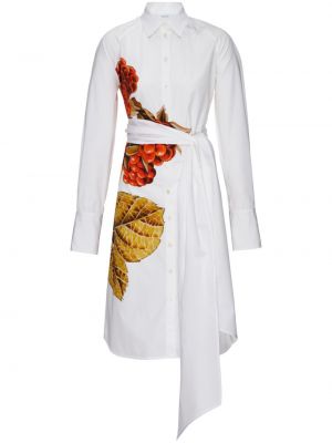 Robe chemise en coton à imprimé Ferragamo blanc