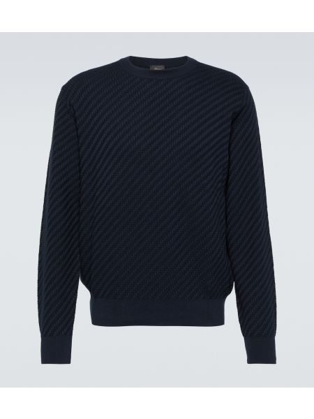 Хлопковый кашемировый шелковый свитер Brioni синий
