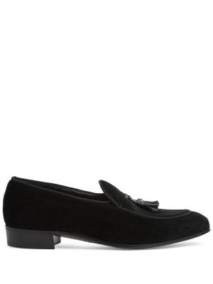 Aksamitne loafers Gucci czarne
