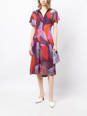 Midi šaty s potiskem s výstřihem do v Paul Smith fialové
