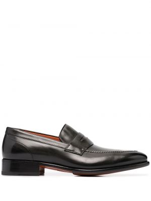 Slip-on skinn loafers Santoni svart