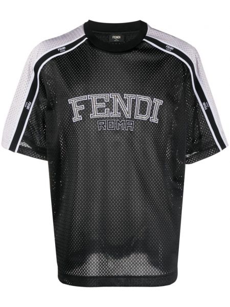 Мрежеста тениска бродирана Fendi