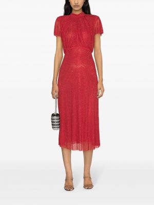 Sukienka długa z siateczką Self-portrait czerwona