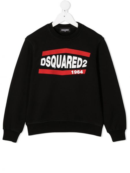 Trykt bomull hettegenser for jenter Dsquared2 Kids svart