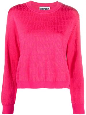 Жакардов вълнен пуловер Moschino розово