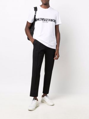 Pantalones rectos de cintura alta slim fit Calvin Klein negro