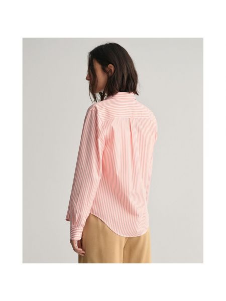 Рубашка в полоску с длинным рукавом Gant розовая
