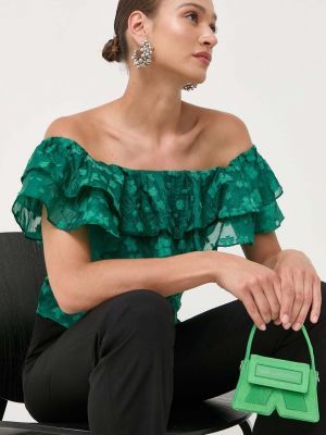 Блуза в квіточку з принтом Custommade зелена