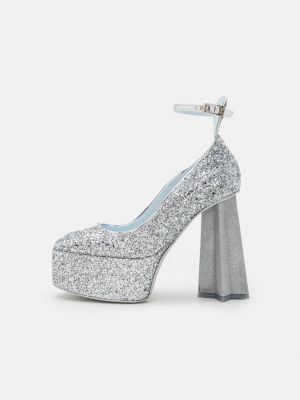 Серебряные туфли на платформе со звездочками Chiara Ferragni