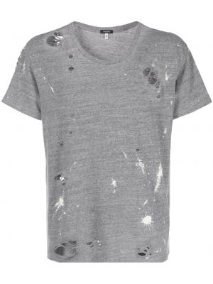 Distressed t-shirt aus baumwoll R13 grau