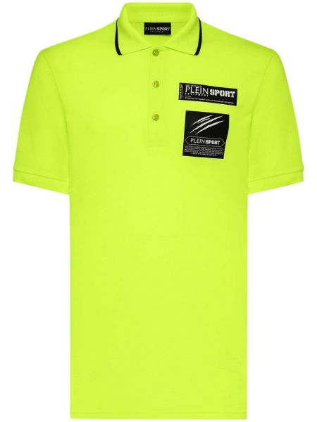 Pamučna polo majica s printom Plein Sport zelena