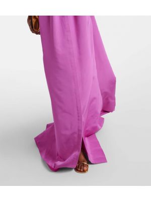 Bombažna dolga obleka Oscar De La Renta vijolična