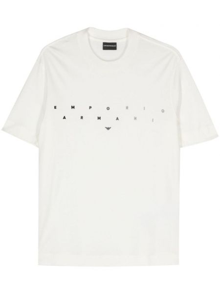 Tričko s výšivkou Emporio Armani bílé