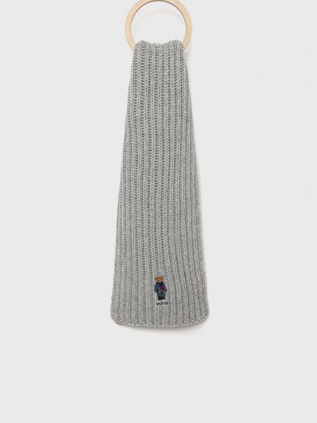 Vlněný šátek s aplikacemi Polo Ralph Lauren šedý