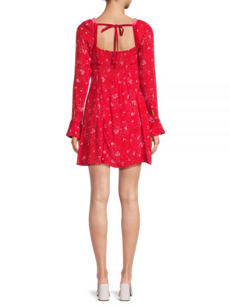 Платье мини в цветочек с принтом Free People красное