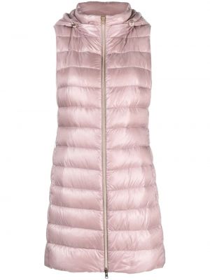 Péřová vesta s kapucí Herno růžová