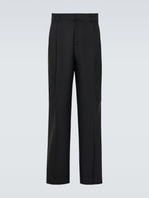 Slim fit vlnené klasické nohavice Versace čierna