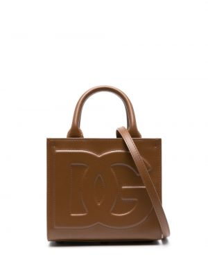 Kožená nákupná taška Dolce & Gabbana hnedá
