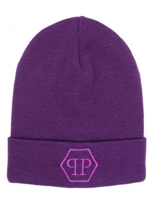 Siuvinėtas kepurė Philipp Plein violetinė