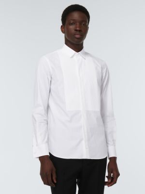 Плисирана памучна риза Valentino бяло