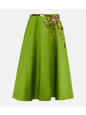 Saténové midi sukně Valentino zelené
