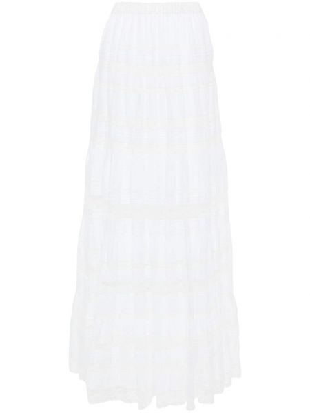 Bílé krajkové plisované midi sukně Ermanno Scervino