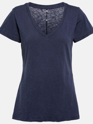 Camiseta de terciopelo‏‏‎ de algodón de tela jersey Velvet azul