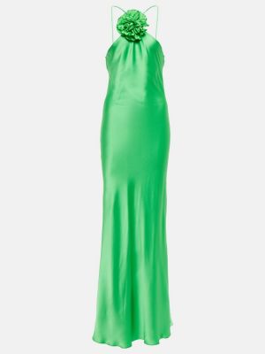 Jedwabna sukienka długa Rodarte zielona