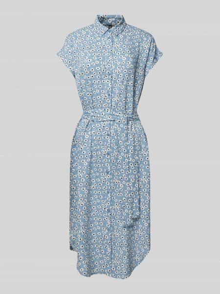 Sukienka midi z nadrukiem Pieces błękitna