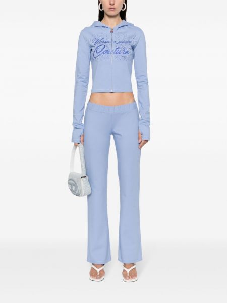 Bluza z kapturem na zamek Versace Jeans Couture niebieska
