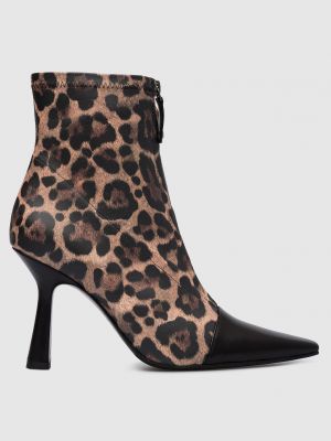 Леопардовые кожаные ботинки с принтом Babe Pay Pls коричневые
