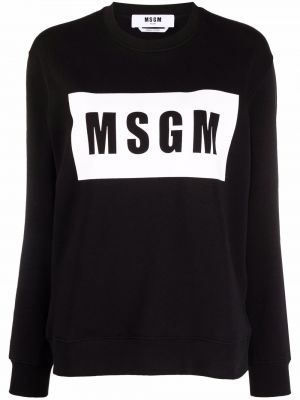 Bombažni pulover s potiskom Msgm črna