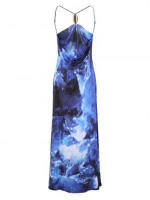 Sukienka wieczorowa z nadrukiem w abstrakcyjne wzory Simkhai niebieska