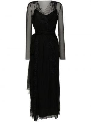 Hedvábné večerní šaty Alberta Ferretti černé