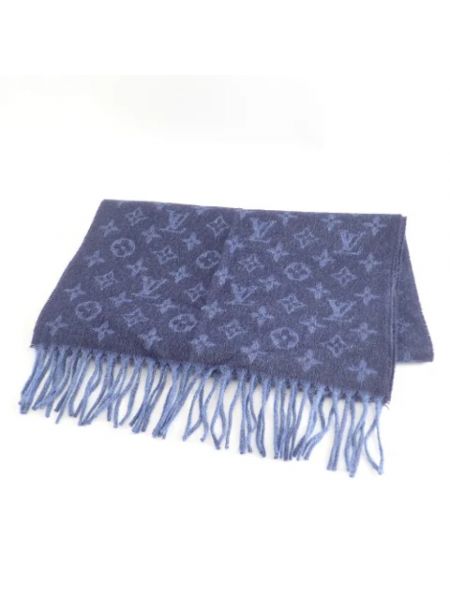 Jedwabna szal retro Louis Vuitton Vintage niebieska