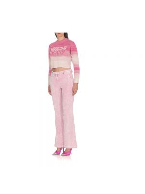 Suéter de lana a rayas Moschino rosa