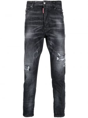 Skinny fit-jeans med sliten Dsquared2 svart