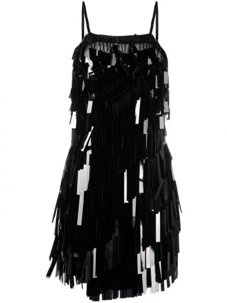 Мини рокля с пайети с ресни The Attico черно