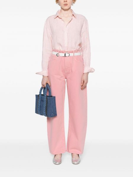 Jeansy z wysoką talią relaxed fit Frame różowe