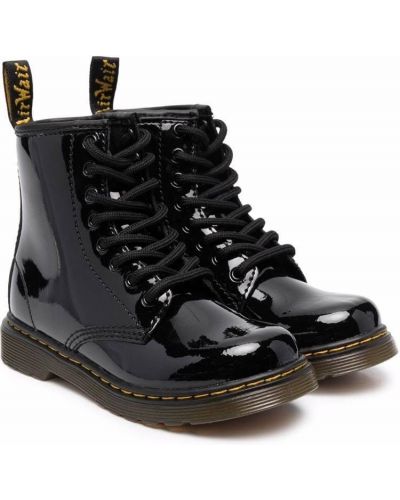 Platta stövlar i läder för tjejer Dr. Martens Kids svart